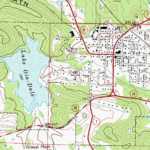 Topographic Map of Sandlin Cemetery, AR