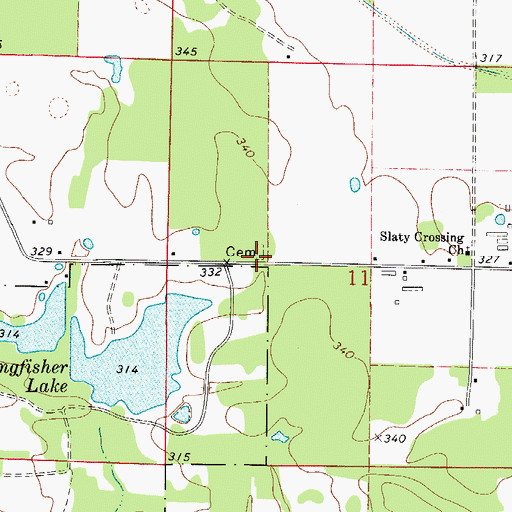 Topographic Map of Slaty Crossing Catholic Cemetery, AR