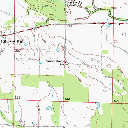 Topographic Map of Sweet Home Cemetery, AR