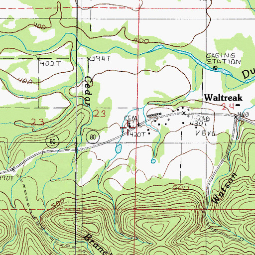 Topographic Map of Waltreak Methodist Church, AR