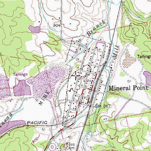 Topographic Map of Mineral Point Town Hall, MO