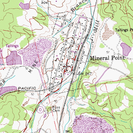 Topographic Map of Mineral Point Post Office, MO