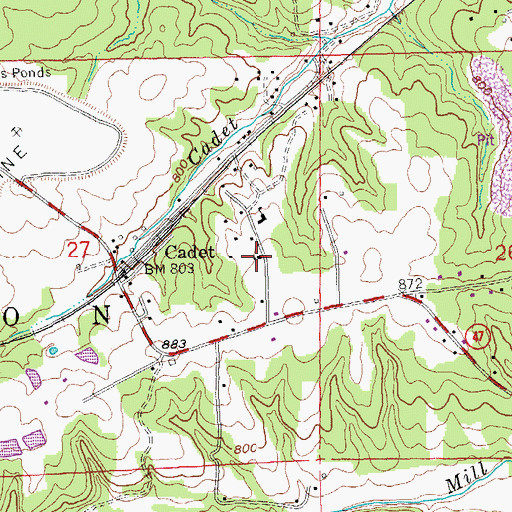 Topographic Map of Cadet Baptist Church, MO