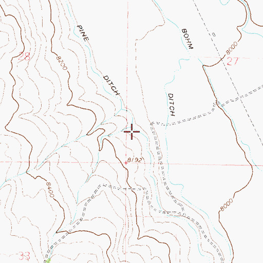 Topographic Map of Lone Pine Ditch, CO