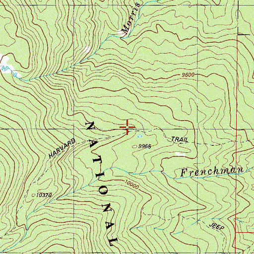 Topographic Map of Harvard Trail, CO