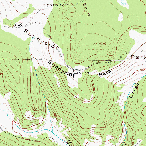 Topographic Map of Sunnyside Park, CO