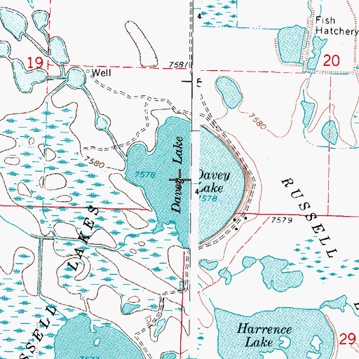 Topographic Map of Davey Lake, CO