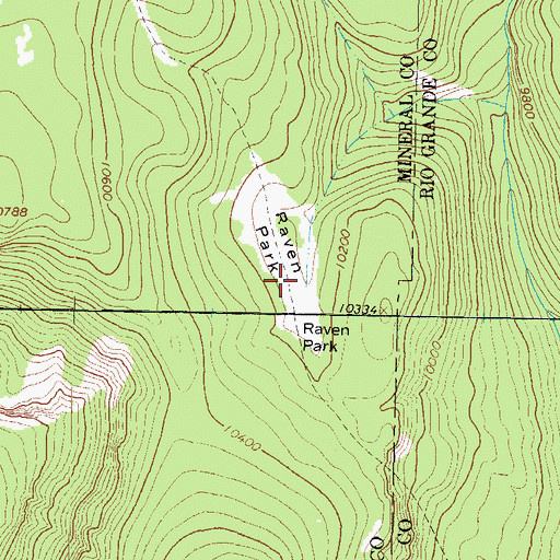 Topographic Map of Raven Park, CO