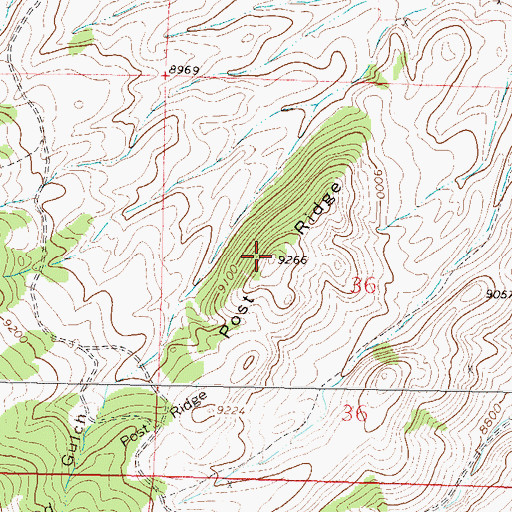 Topographic Map of Post Ridge, CO