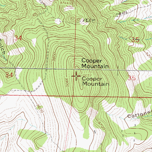 Topographic Map of Cooper Mountain, CO