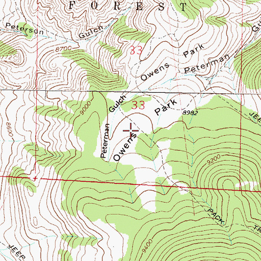Topographic Map of Owen Park, CO