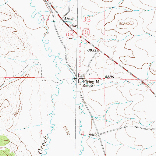 Topographic Map of Flying M Ranch, CO