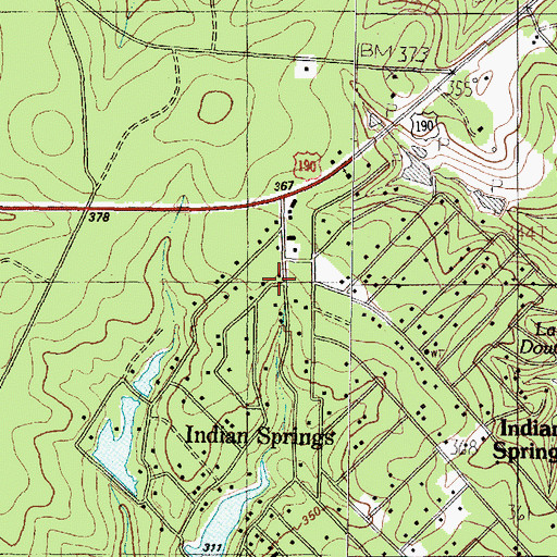 Topographic Map of Indian Springs, TX