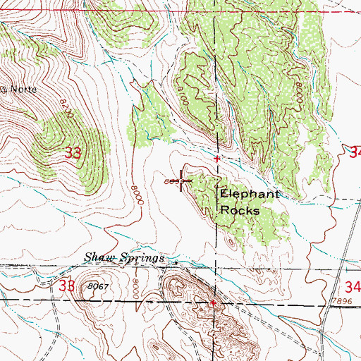 Topographic Map of Elephant Rocks, CO
