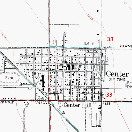 Topographic Map of Center, CO