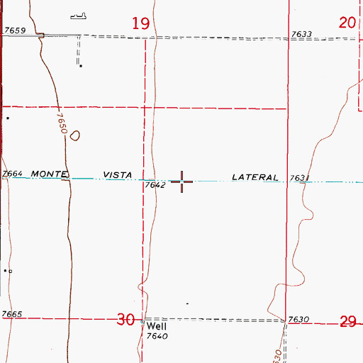 Topographic Map of Monte Vista Lateral, CO