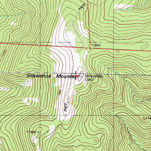 Topographic Map of Snowshoe Mountain, CO