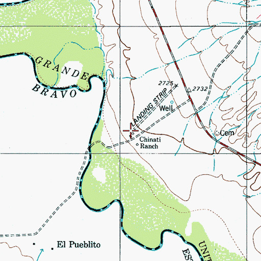 Topographic Map of Chinati, TX