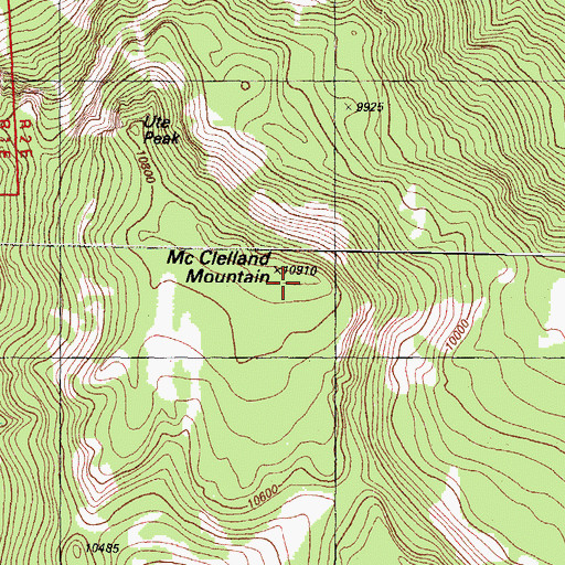 Topographic Map of McClelland Mountain, CO
