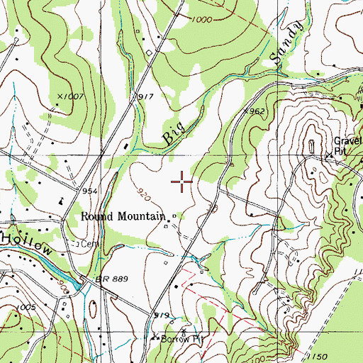 Topographic Map of Round Mountain, TX