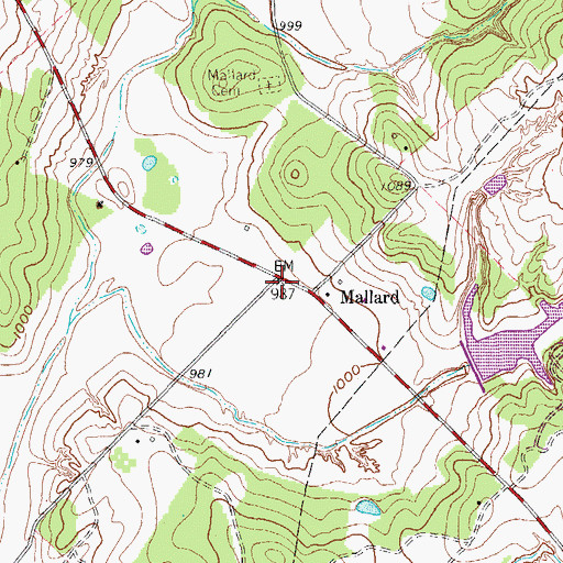 Topographic Map of Mallard, TX