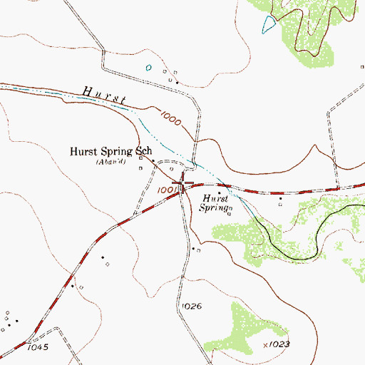Topographic Map of Hurst Springs, TX