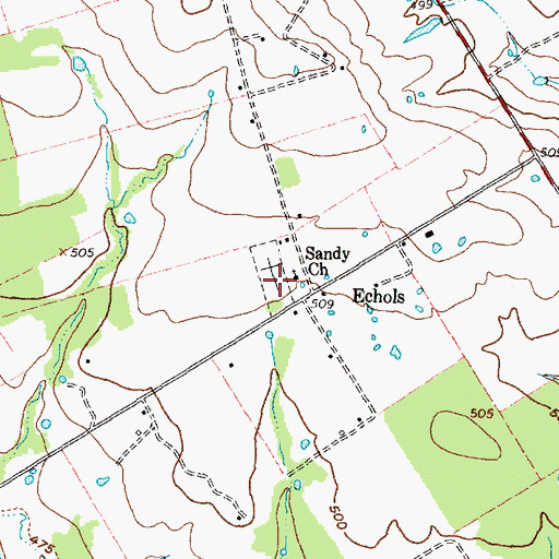 Topographic Map of Sandy, TX