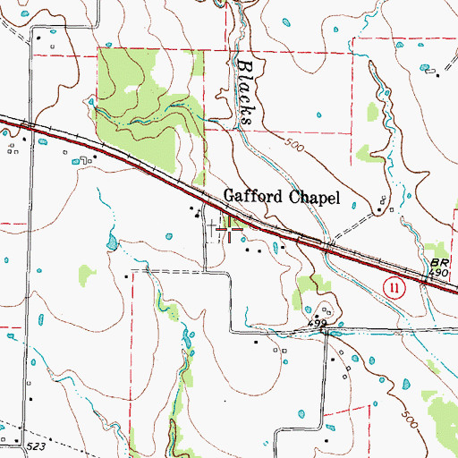 Topographic Map of Gafford, TX
