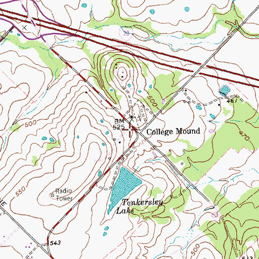 Topographic Map of College Mound, TX
