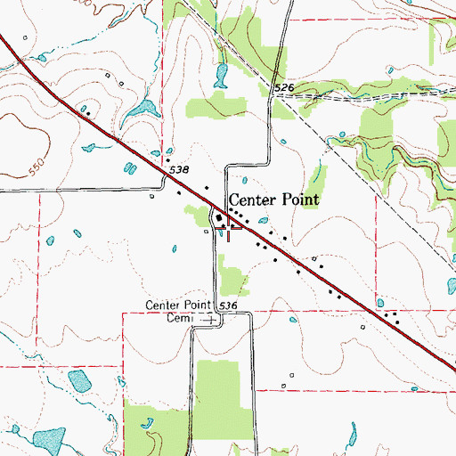 Topographic Map of Center Point, TX