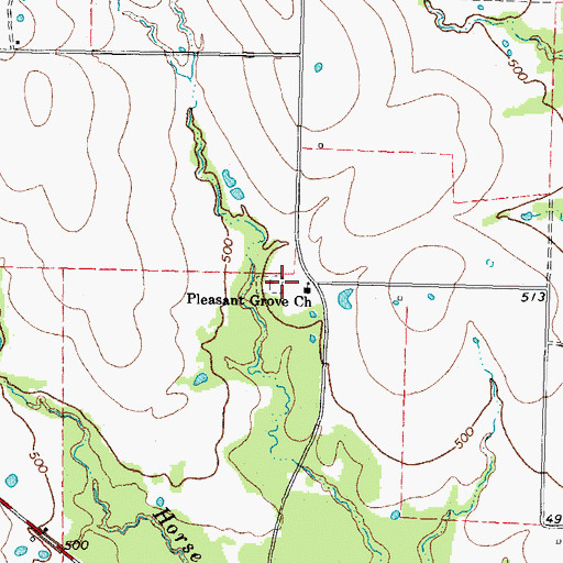 Topographic Map of Pleasant Grove, TX
