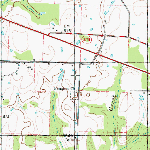 Topographic Map of Prospect, TX