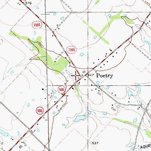 Topographic Map of Poetry, TX