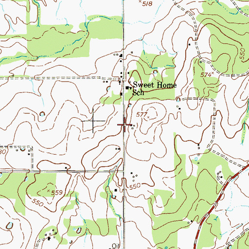 Topographic Map of Sweet Home, TX