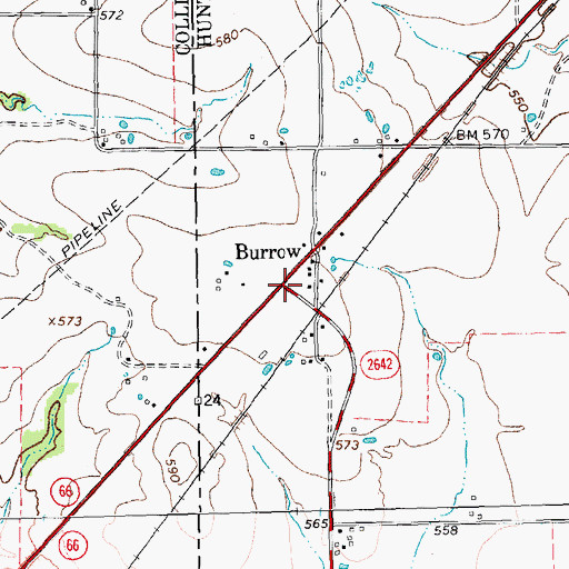 Topographic Map of Burrow, TX