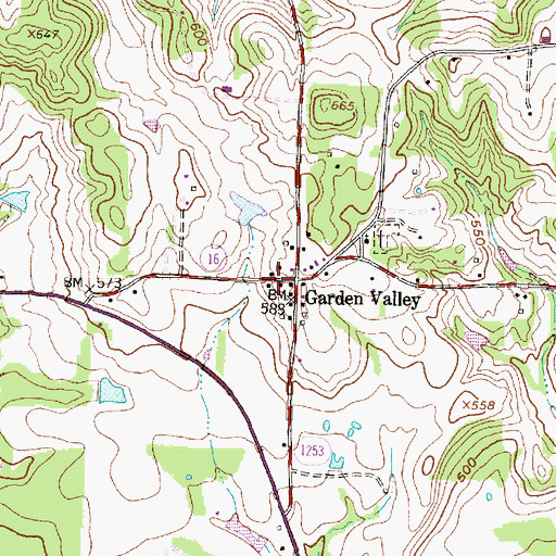 Topographic Map of Garden Valley, TX