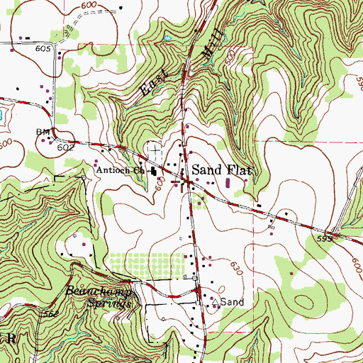Topographic Map of Sand Flat, TX