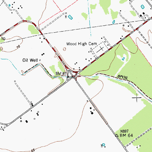 Topographic Map of Wood Hi, TX