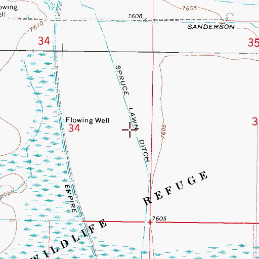 Topographic Map of Spruce Lawn Ditch, CO