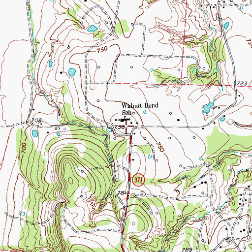 Topographic Map of Walnut Bend, TX