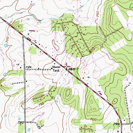 Topographic Map of Wooded Hills, TX