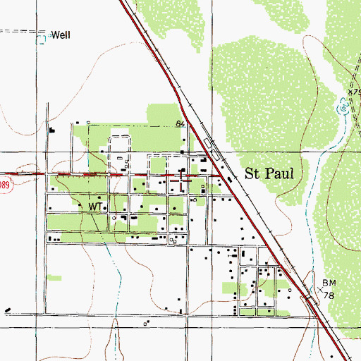 Topographic Map of Saint Paul, TX