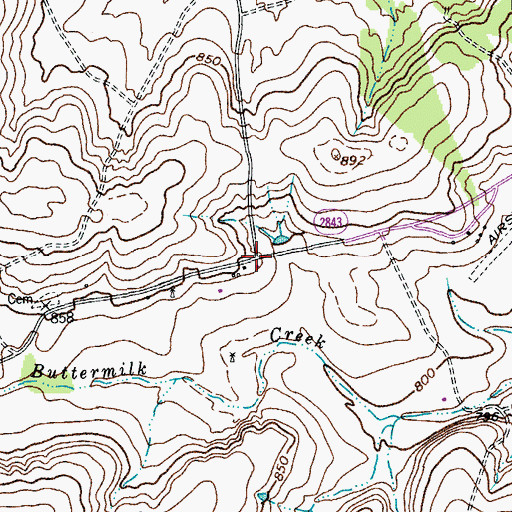 Topographic Map of Cedar Valley, TX
