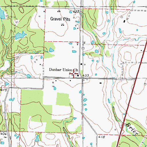 Topographic Map of Dunbar, TX