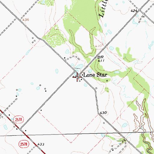 Topographic Map of Lone Star, TX