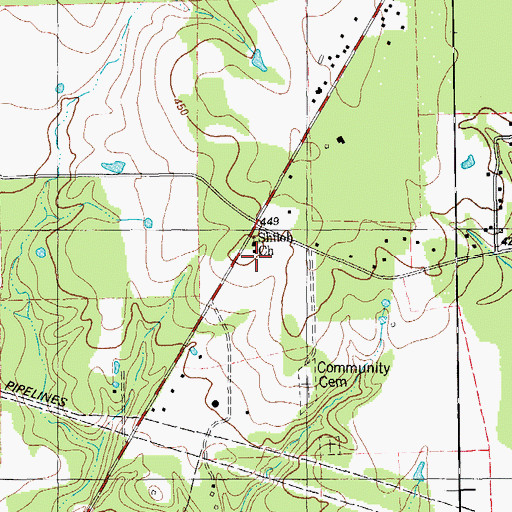 Topographic Map of Shiloh (historical), TX