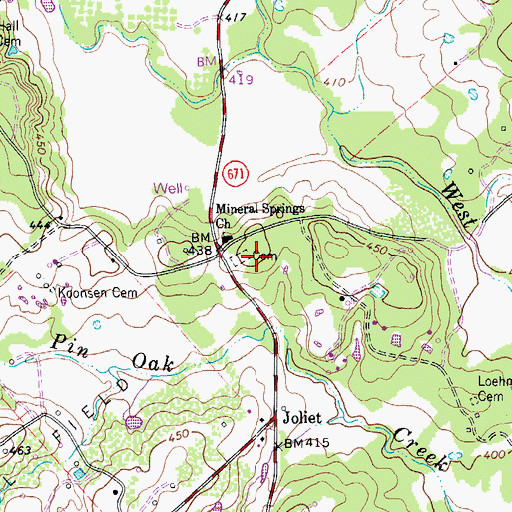 Topographic Map of Mineral Springs (historical), TX