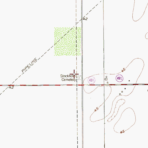 Topographic Map of Stockholm, TX