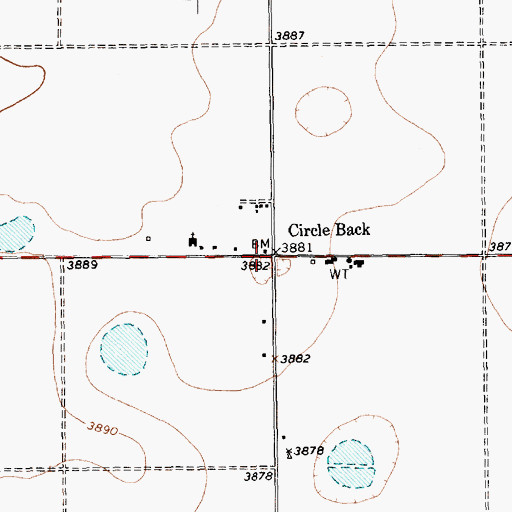 Topographic Map of Circleback, TX