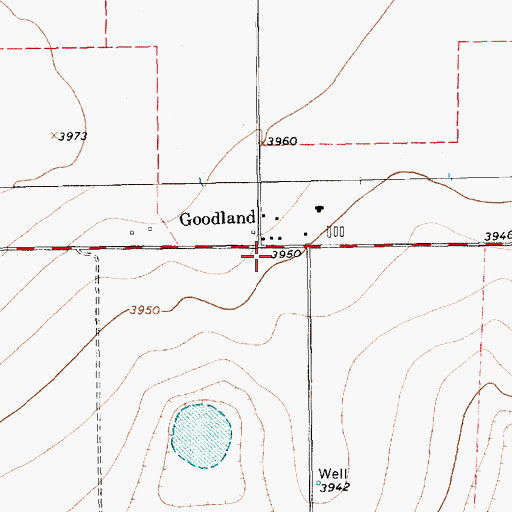Topographic Map of Goodland, TX